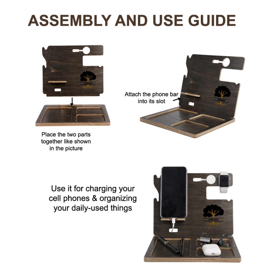 Personalized Valentine Gifts - Phone Clock Holder - Personalized Dock Station - Anniversary Gift for Him