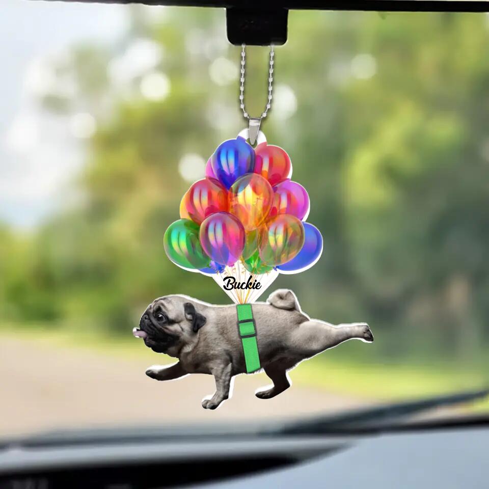 Personalized Valentine Gifts - Pug with Balloon Custom Car Ornament Gift For Dog Lovers