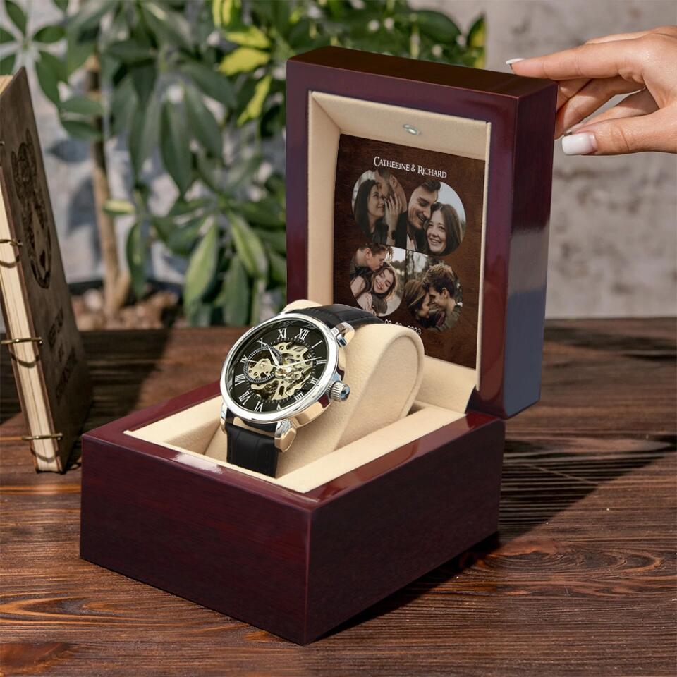 Personalized Photo And Text Men's Watch With Led Gift For Him On Anniversaries