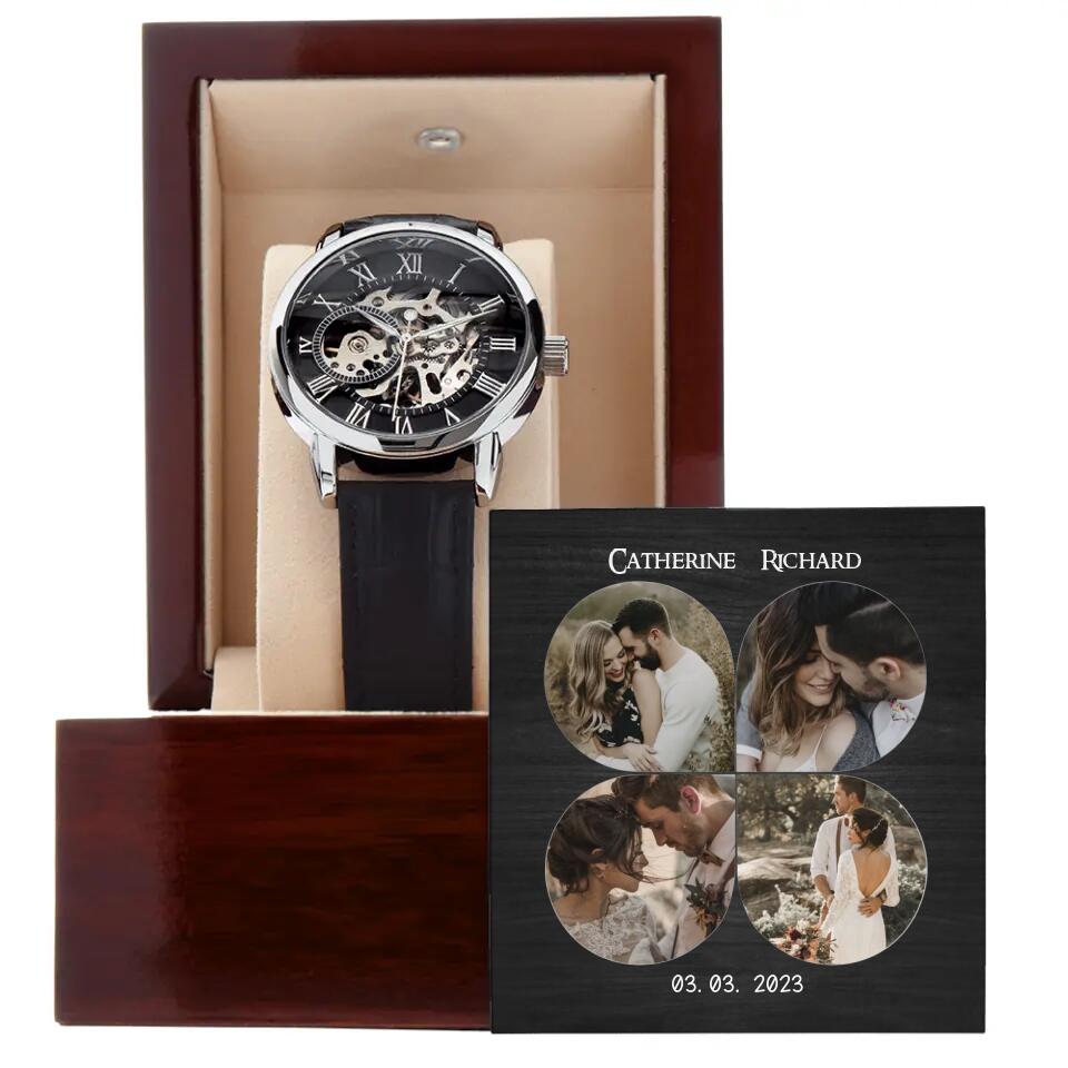 Personalized Photo And Text Men's Watch With Led Gift For Him On Anniversaries