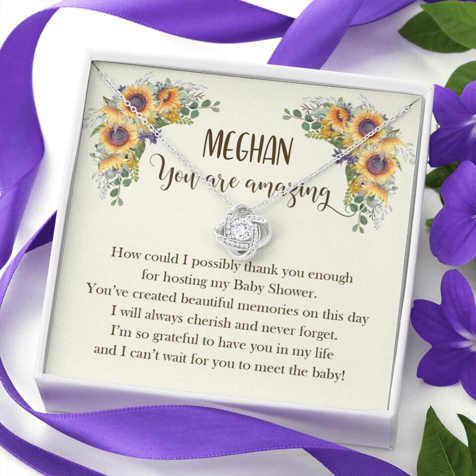 How Could I Possible Thank You Enough - Sunflower Necklace - Custom Name - Thank You Gift for Baby Shower Hostess