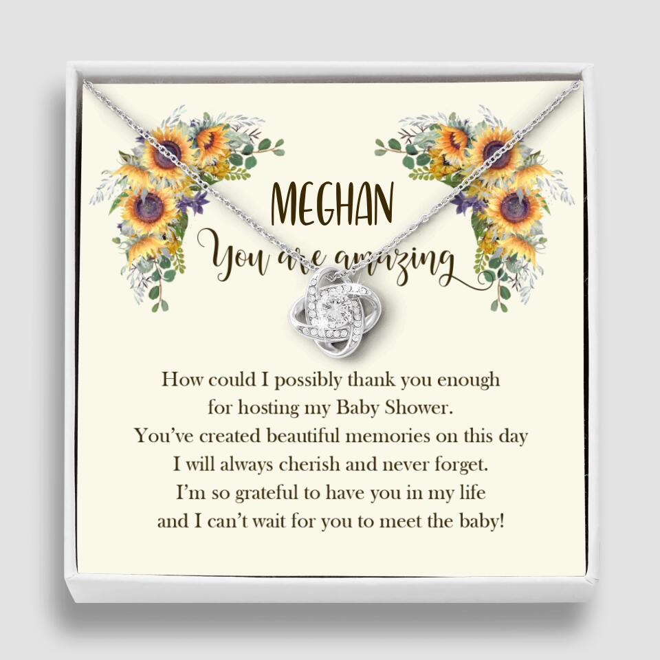 How Could I Possible Thank You Enough - Sunflower Necklace - Custom Name - Thank You Gift for Baby Shower Hostess