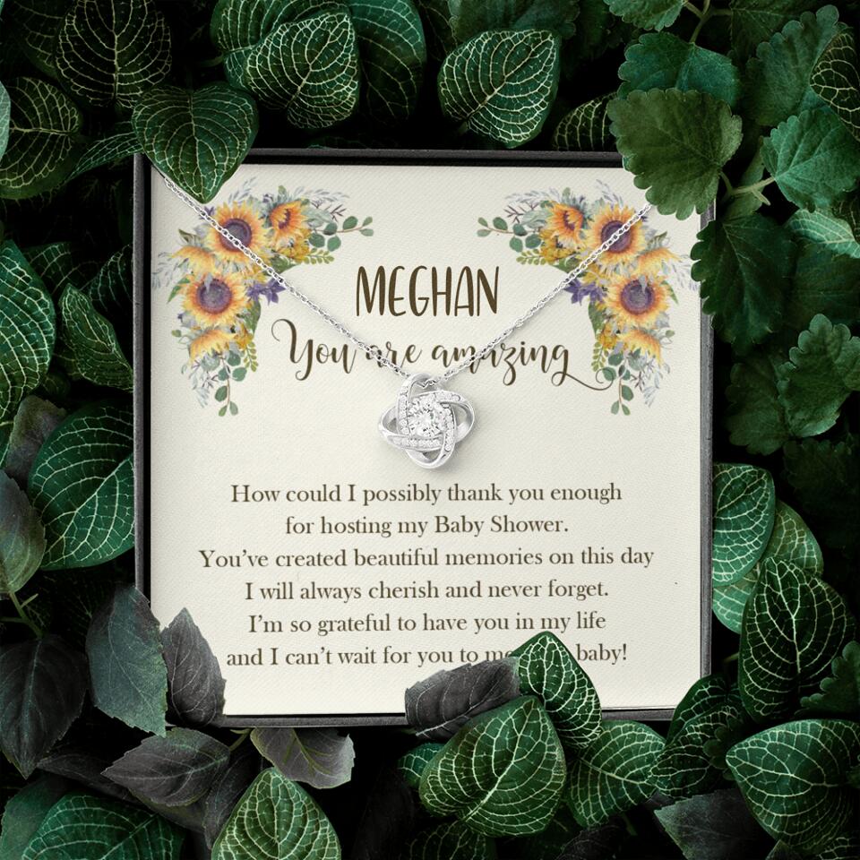How Could I Possible Thank You Enough - Sunflower Necklace - Custom Name - Thank You Gift for Baby Shower Hostess