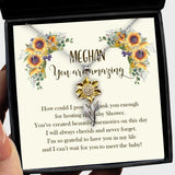 For Baby Shower Hostess - You Are Amazing - Sunflower Necklace - Sunflower Pattern - Custom Name/Nickname - Personalized Title - Thank You Appreciation Gift for Baby Shower Hostess - 301ICNVSJE0015
