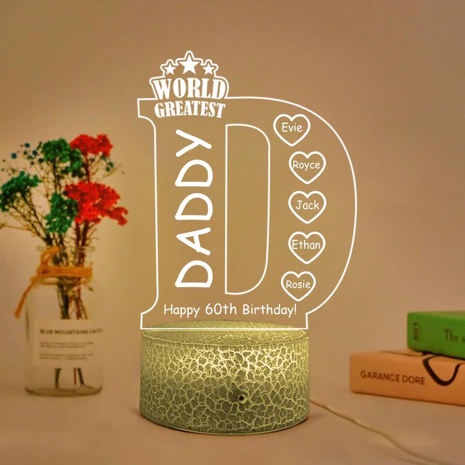 World Greatest Dad Custom 3D Light 60th Birthday Gift For Dad