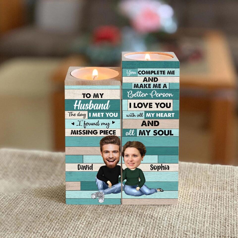 Personalized Valentine Gifts - The Day I Met You I Found My Missing Piece - Personalized Candle Holder - Valentine's Day Gift For Husband