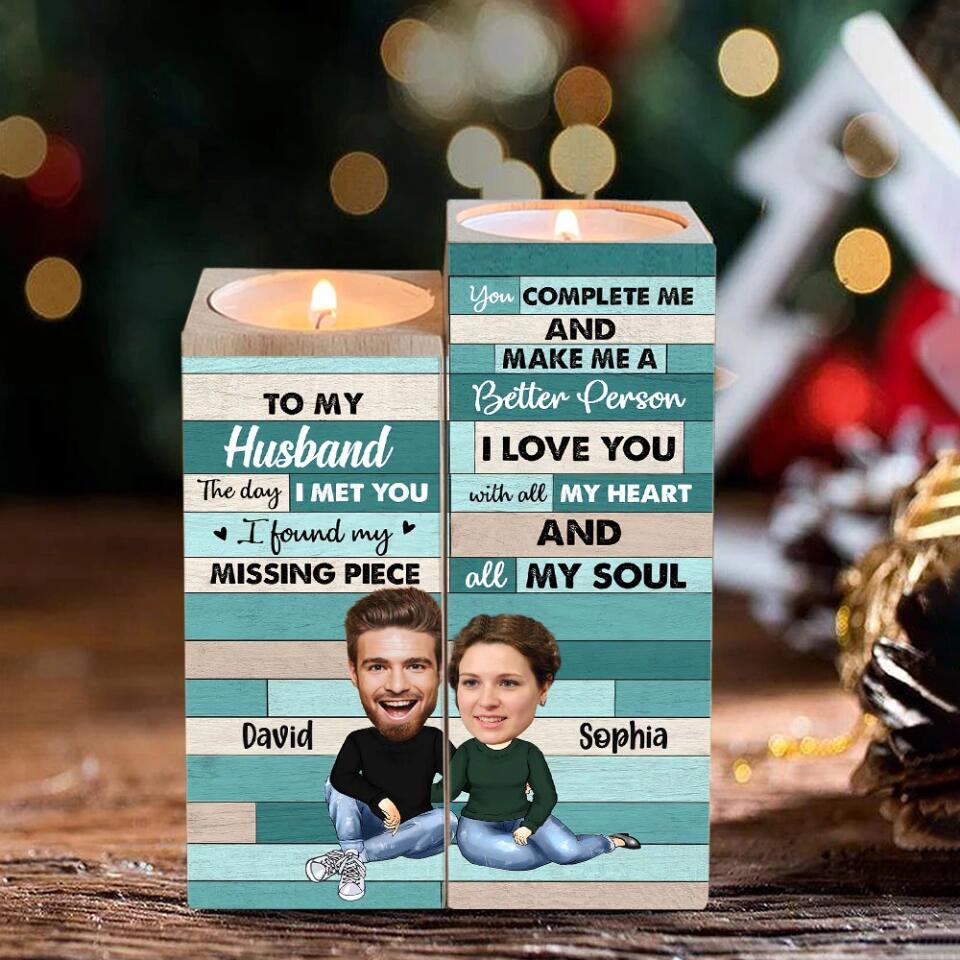 Personalized Valentine Gifts - The Day I Met You I Found My Missing Piece - Personalized Candle Holder - Valentine's Day Gift For Husband