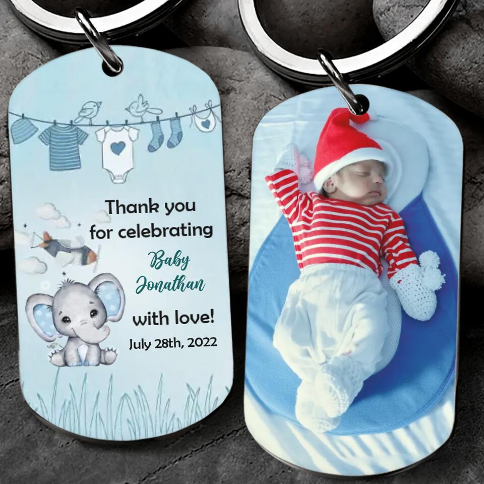 Thank You For Celebrating Baby With Love - Personalized Keychain Steel