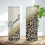 Name Tumbler Leopard Print, Cheetah Tumbler With Straw, Name Tumbler Cup Personalized, Tumbler With Name, Personalized Tumbler Cup - 301IHPNPTU033