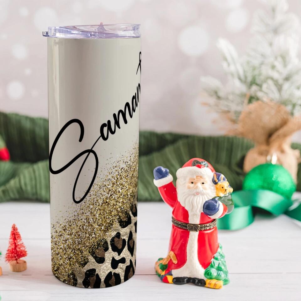 Custom Name with Leopard Print, Cheetah Cup With Straw, Personalized Nickname Tumbler, Cup For Women