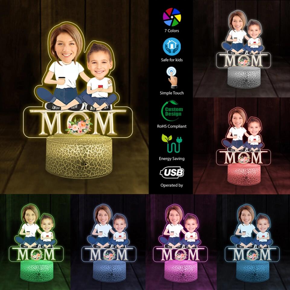 Mom And Kid At A Happy Place Personalized Printed Night Light