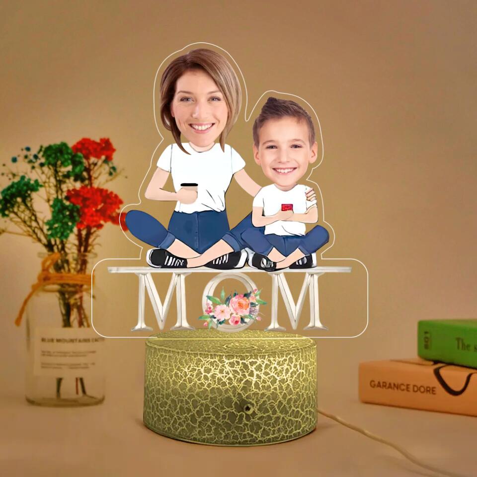 Mom And Kid At A Happy Place - Personalized Upload Photo Printed Night Light - Best Chibi Design Gift For Mom and Kid Anniversary - 212IHNBNLL966