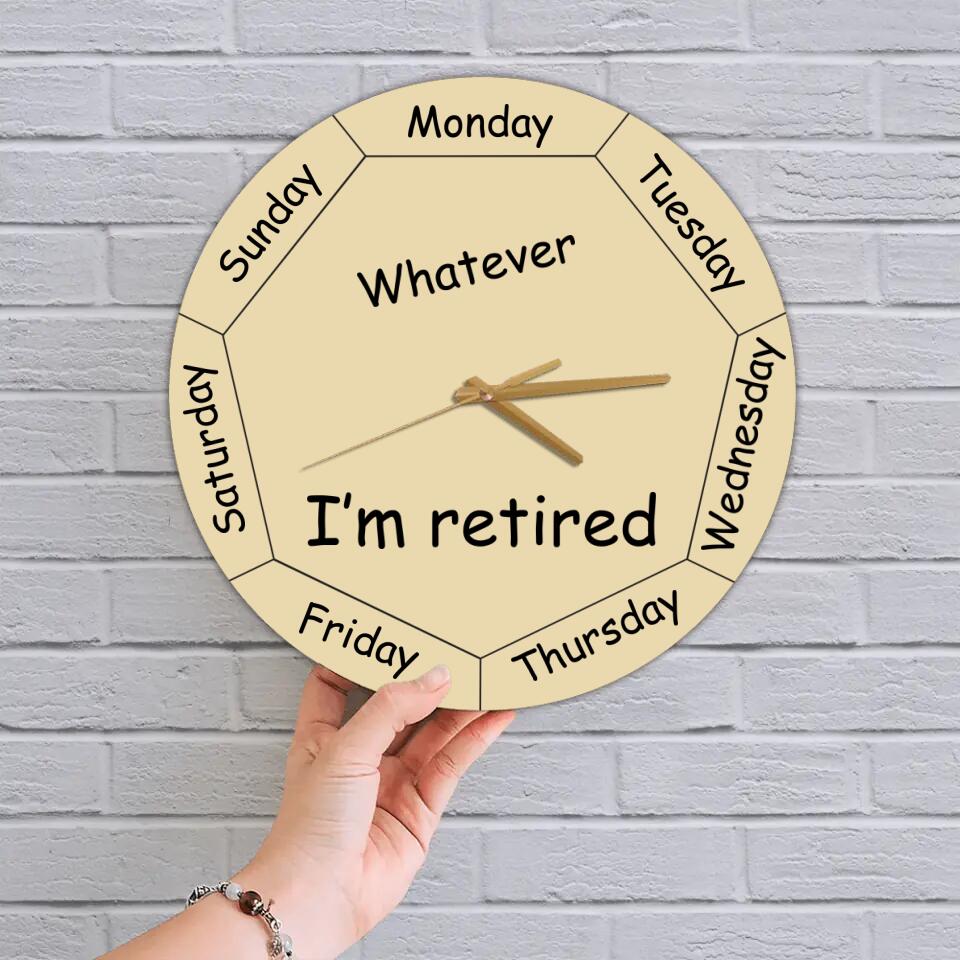 Whatever You're Late Anyway Oval Beige - Week Day - Wall Clock - Wooden/Acrylic Wall Clock - Wall Hanging - Retirement Gift for Mentor Boss Coworker Work Bestie - Valentine Gift - 301ICNVSWC0027