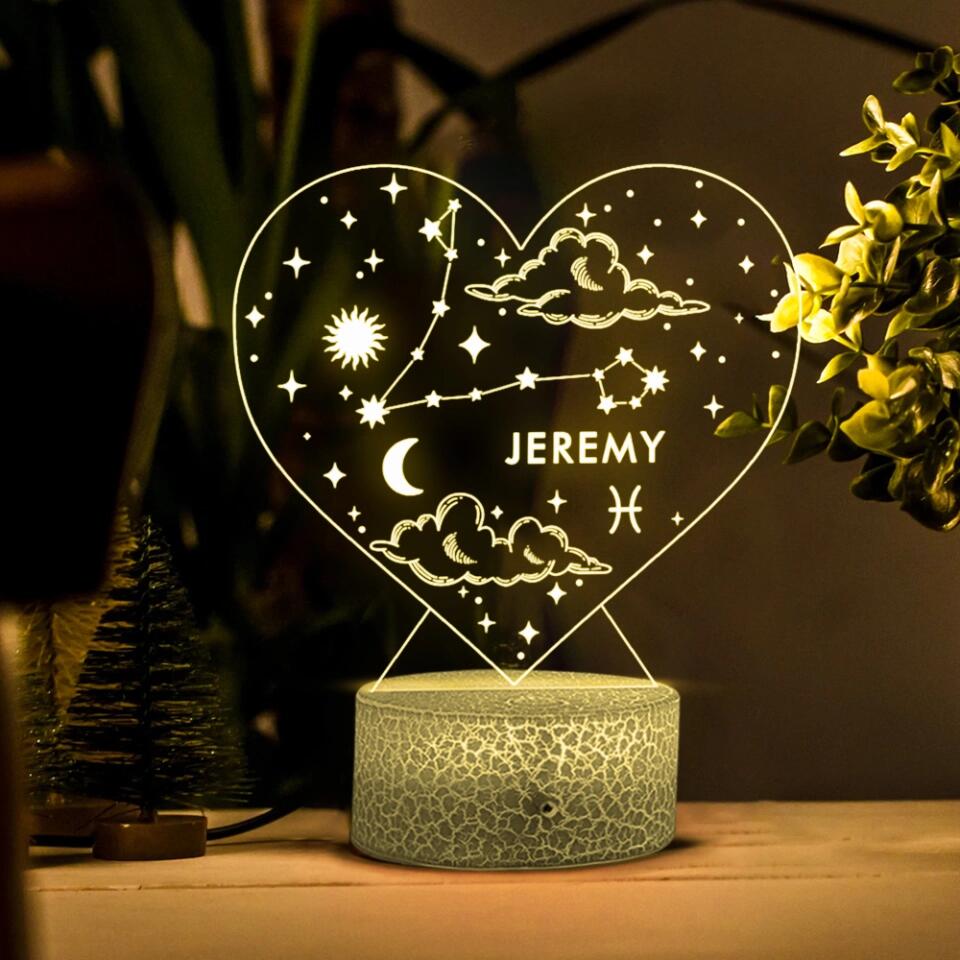 Personalized Valentine Gifts - Birth Signs Astrology Custom 3D Light Birthday Gift For Bestie