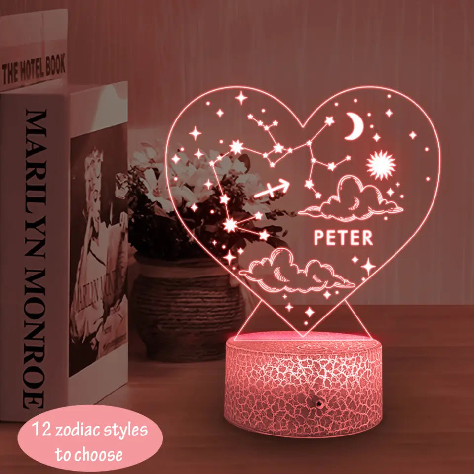 Personalized Valentine Gifts - Birth Signs Astrology Custom 3D Light Birthday Gift For Bestie
