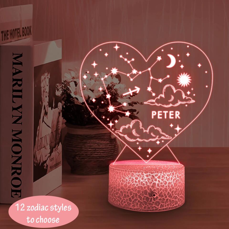 Personalized Valentine Gifts - Birth Signs Astrology Custom 3D Light Birthday Gift For Bestie