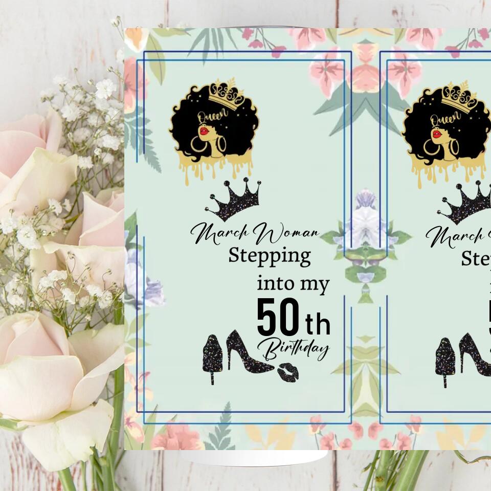 The Queen Stepping Into Birthday Personalized Skinny Tumbler