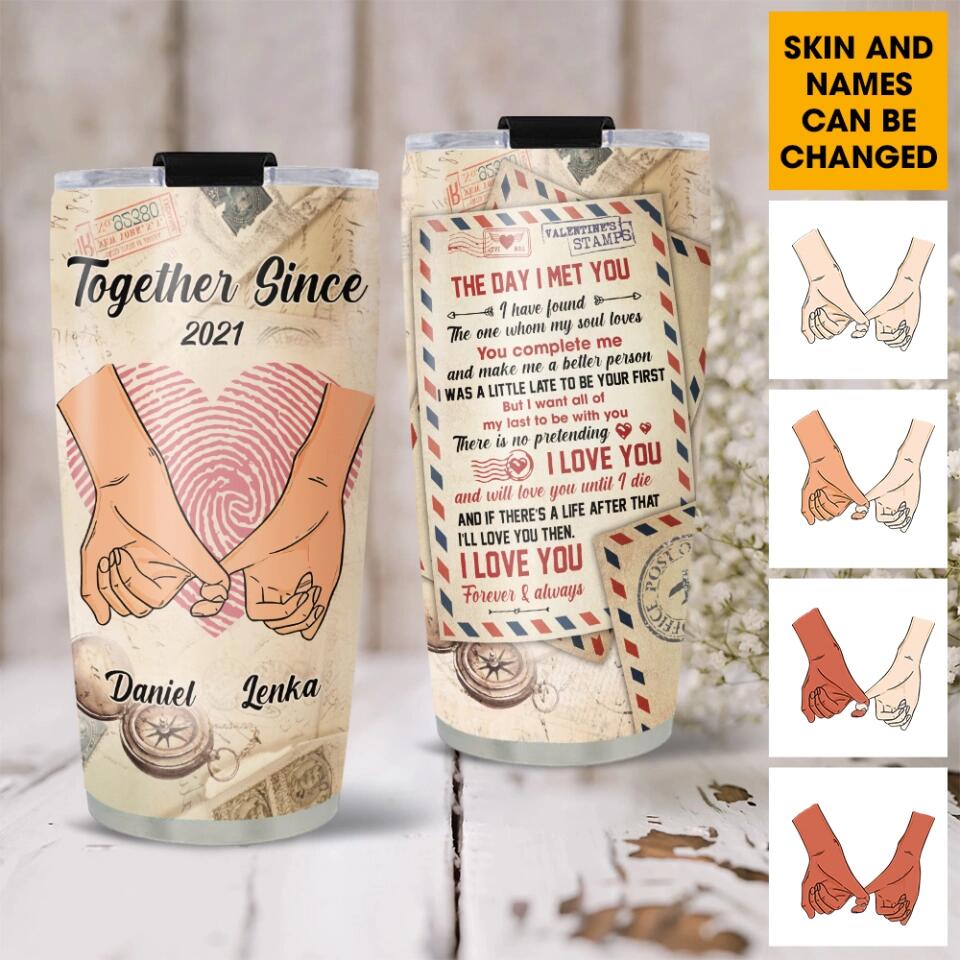 Personalized Valentine Gifts - You Complete Me Personalized 20oz Stainless Tumbler