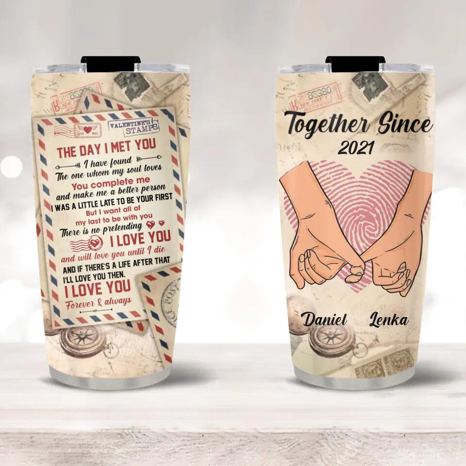 Personalized Valentine Gifts - You Complete Me Personalized 20oz Stainless Tumbler