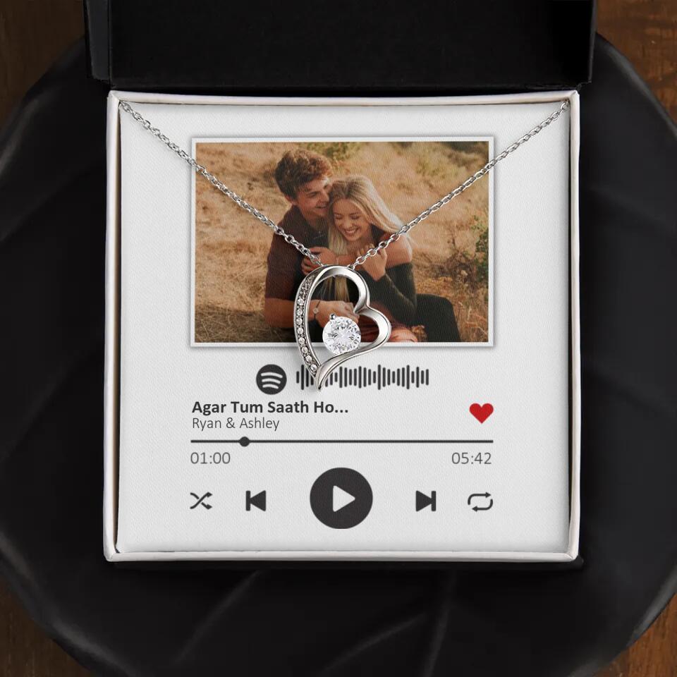 Custom Song Photo Necklace Gift For Her, Girlfriend, Wife On Anniversary