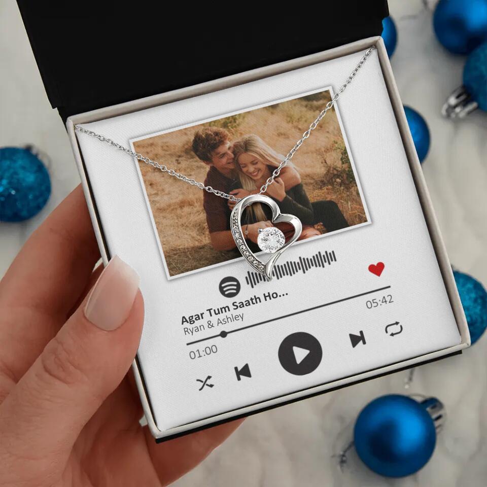 Custom Song Photo Necklace Gift For Her, Girlfriend, Wife On Anniversary