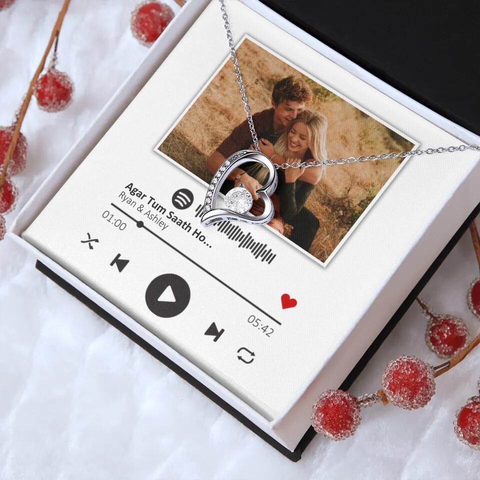Custom Song Photo Necklace Gift For Her, Girlfriend, Wife On Anniversary
