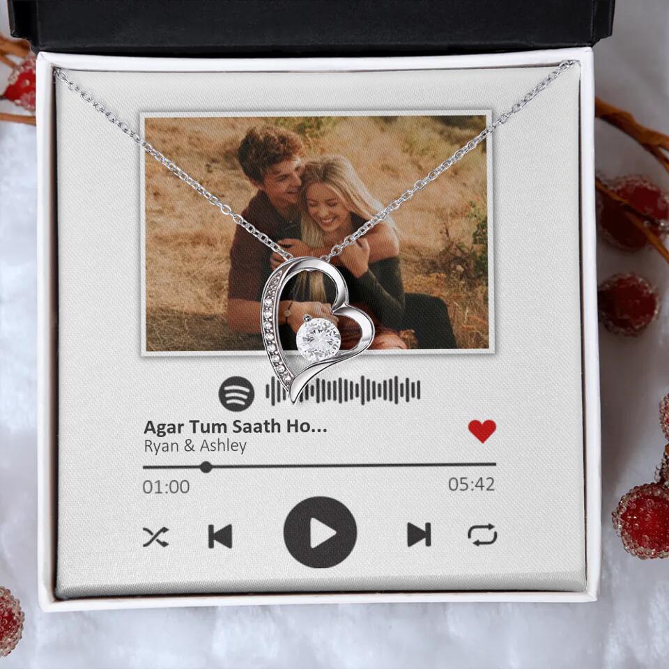 Custom Song Photo Necklace Gift For Her, Girlfriend, Wife On Anniversary