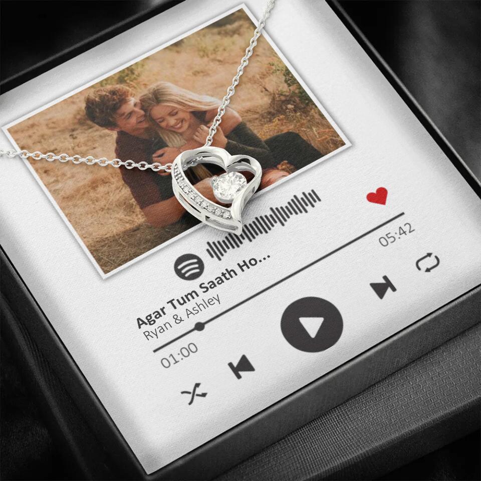 Custom Song Photo Necklace Gift For Her, Girlfriend, Wife On Anniversary