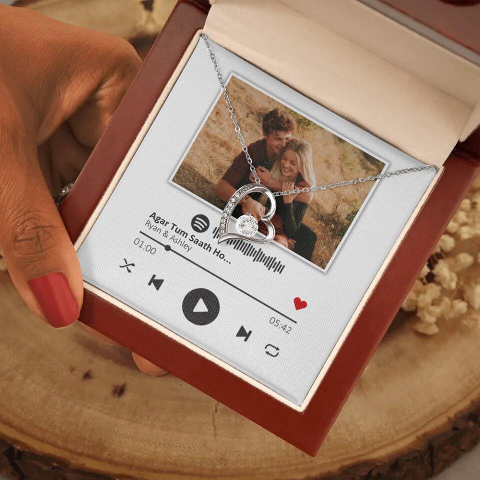 Custom Song Photo Necklace Gift For Her, Girlfriend, Wife On Anniversary