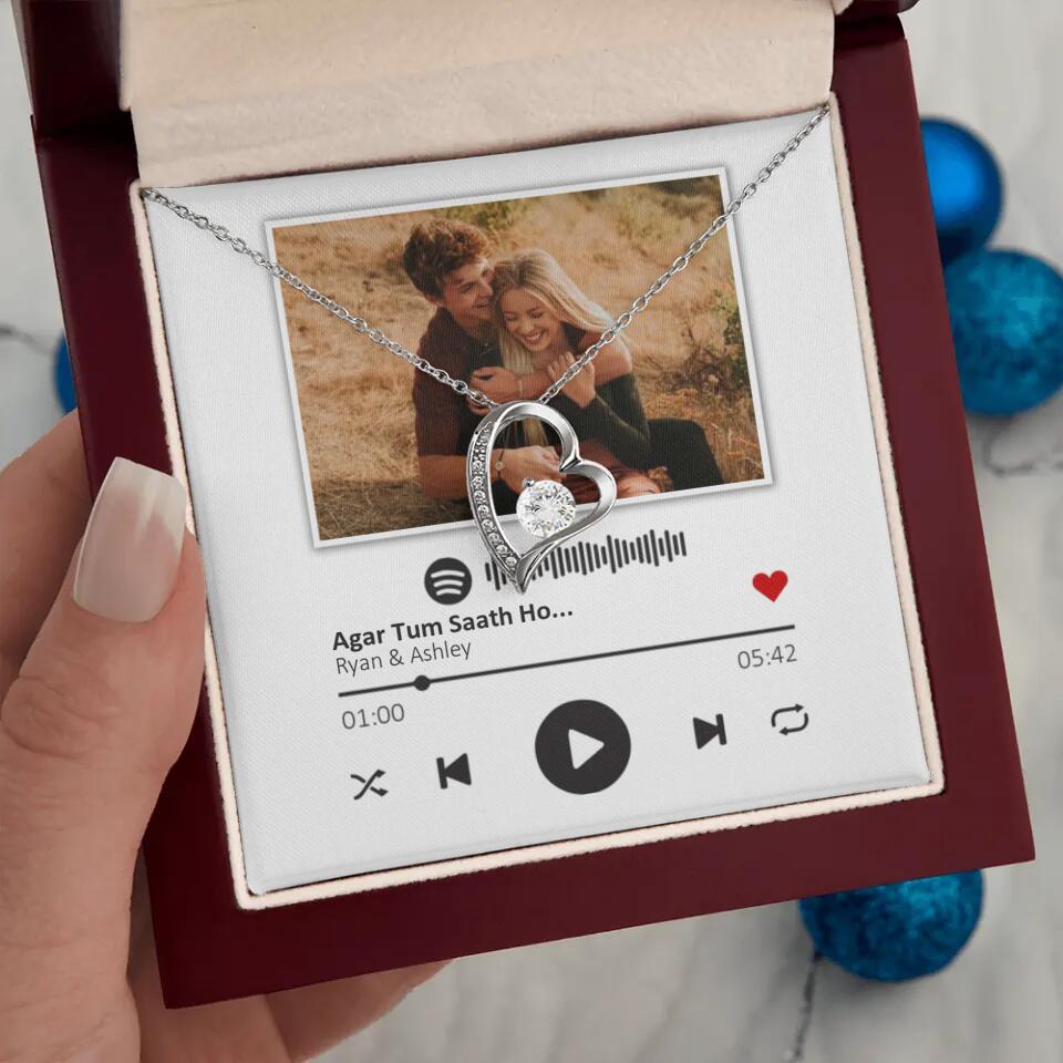 Custom Song Photo Necklace Gift For Her, Girlfriend, Wife On Anniversary