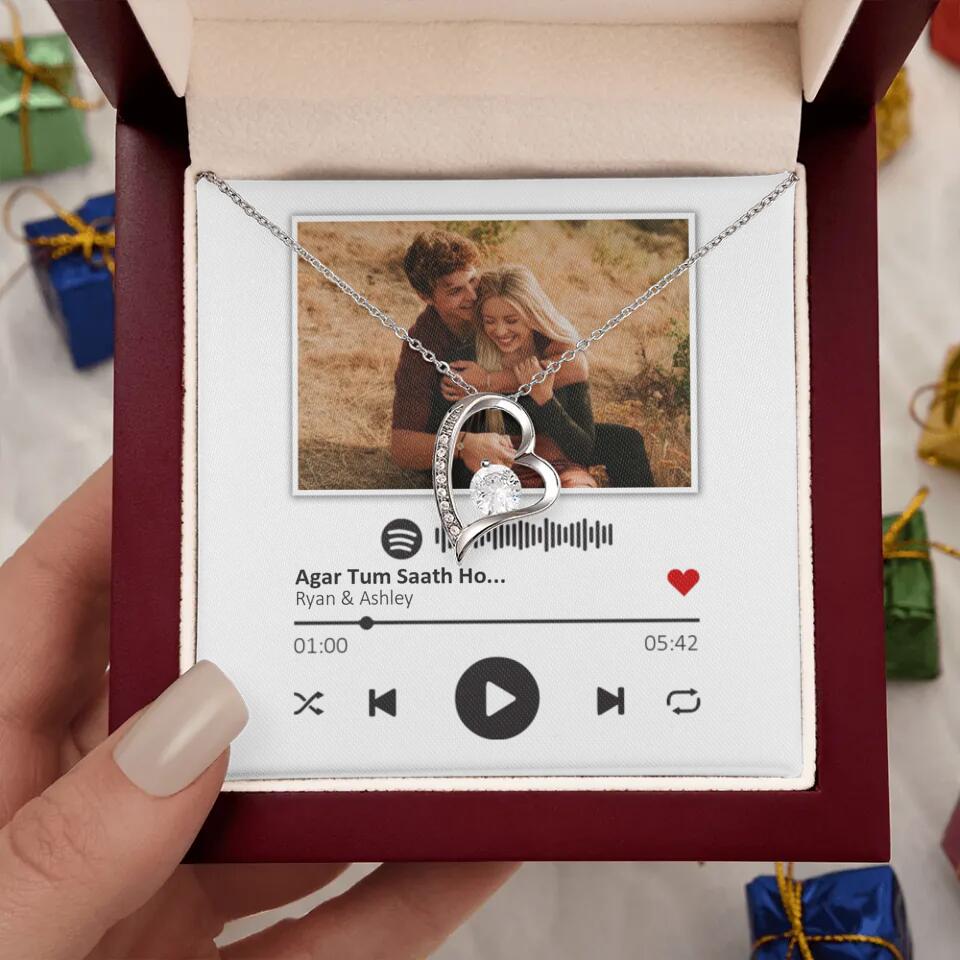 Custom Song Photo Necklace Gift For Her, Girlfriend, Wife On Anniversary