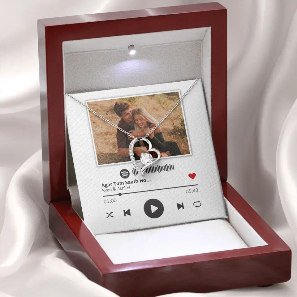 Custom Song Photo Necklace Gift For Her, Girlfriend, Wife On Anniversary
