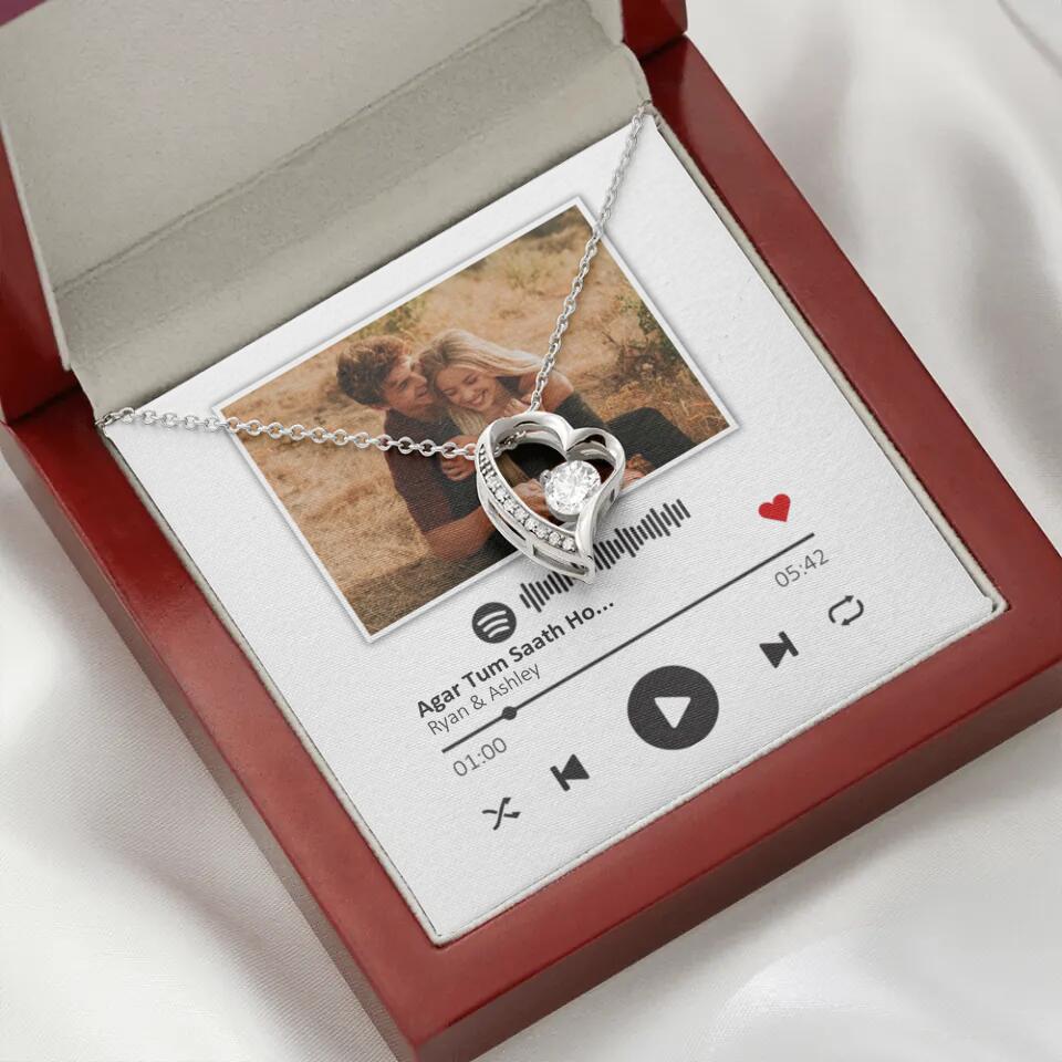Custom Song Photo Necklace Gift For Her, Girlfriend, Wife On Anniversary