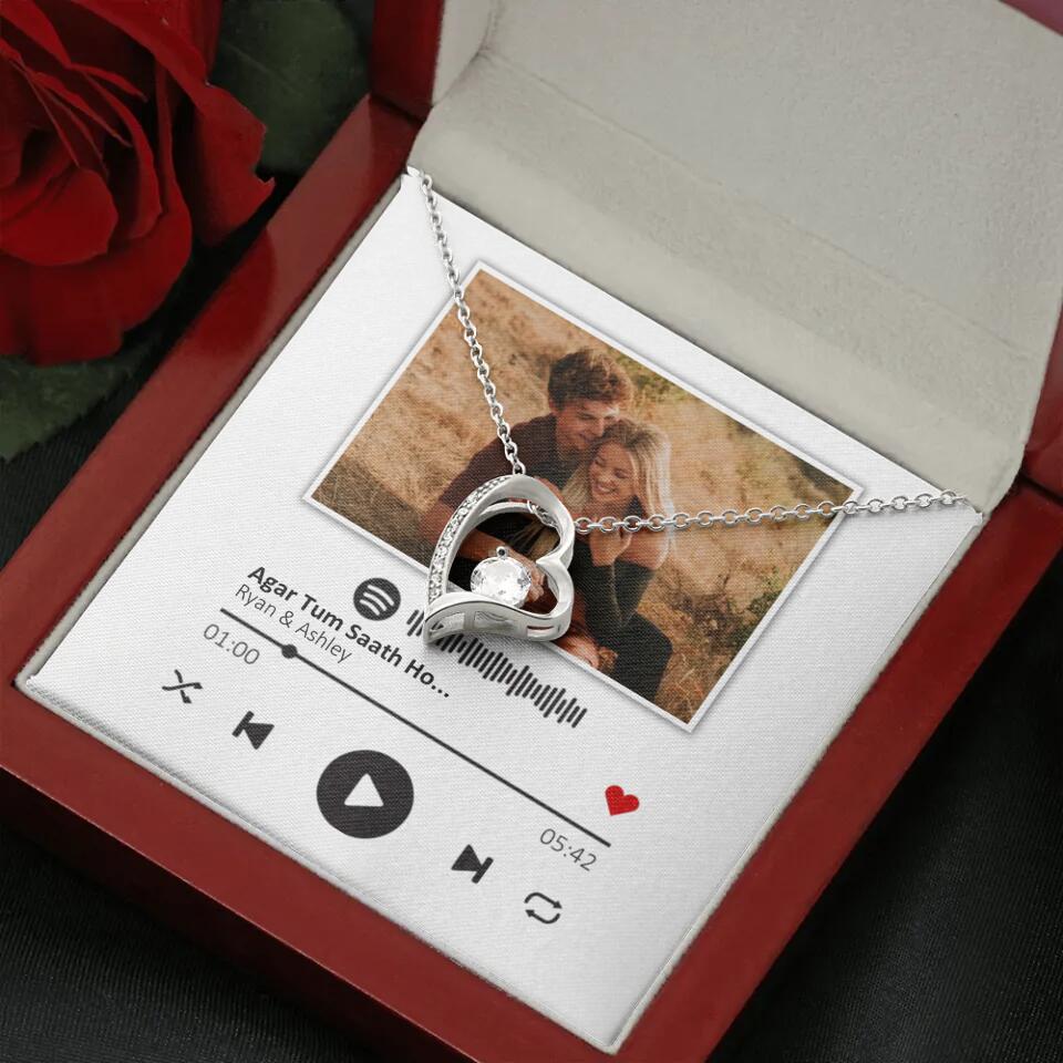 Custom Song Photo Necklace Gift For Her, Girlfriend, Wife On Anniversary