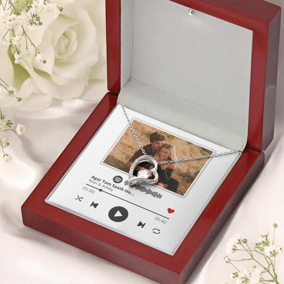 Custom Song Photo Necklace Gift For Her, Girlfriend, Wife On Anniversary