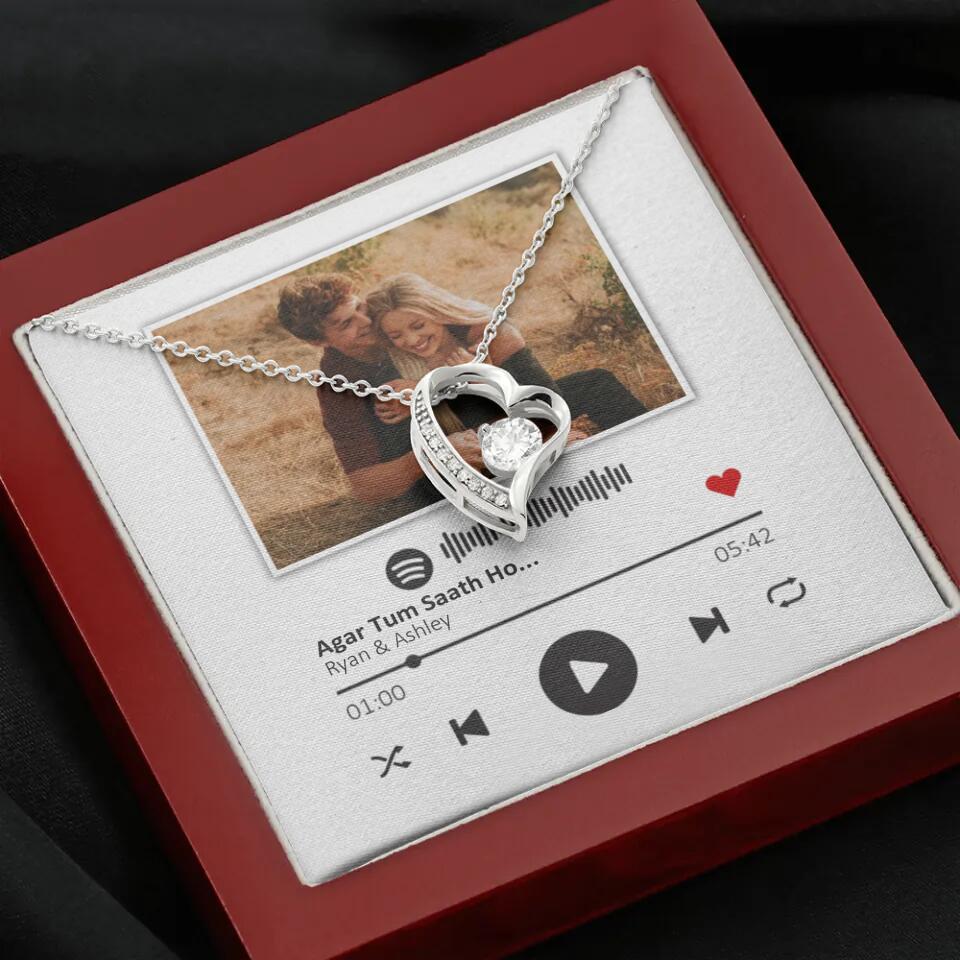 Custom Song Photo Necklace Gift For Her, Girlfriend, Wife On Anniversary