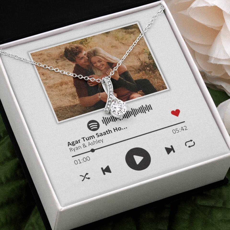 Custom Song Photo Necklace Gift For Her, Girlfriend, Wife On Anniversary