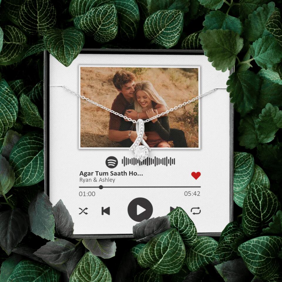 Custom Song Photo Necklace Gift For Her, Girlfriend, Wife On Anniversary