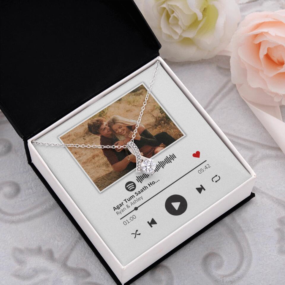 Custom Song Photo Necklace Gift For Her, Girlfriend, Wife On Anniversary