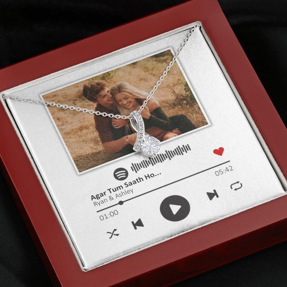 Custom Song Photo Necklace Gift For Her, Girlfriend, Wife On Anniversary