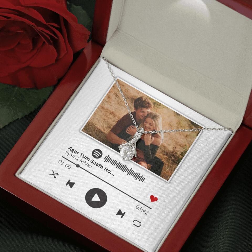 Custom Song Photo Necklace Gift For Her, Girlfriend, Wife On Anniversary