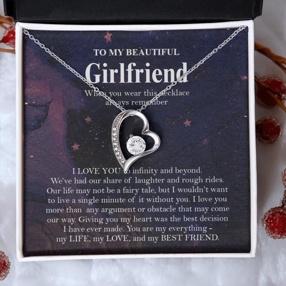 Personalized Valentine Gifts - To My Beautiful Girlfriend/Wife I Love You Personalized Necklace