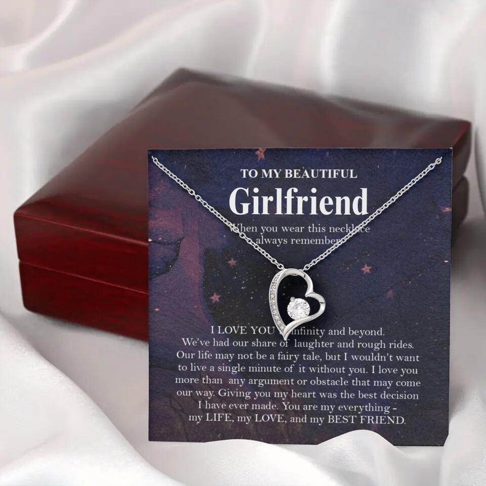 Personalized Valentine Gifts - To My Beautiful Girlfriend/Wife I Love You Personalized Necklace