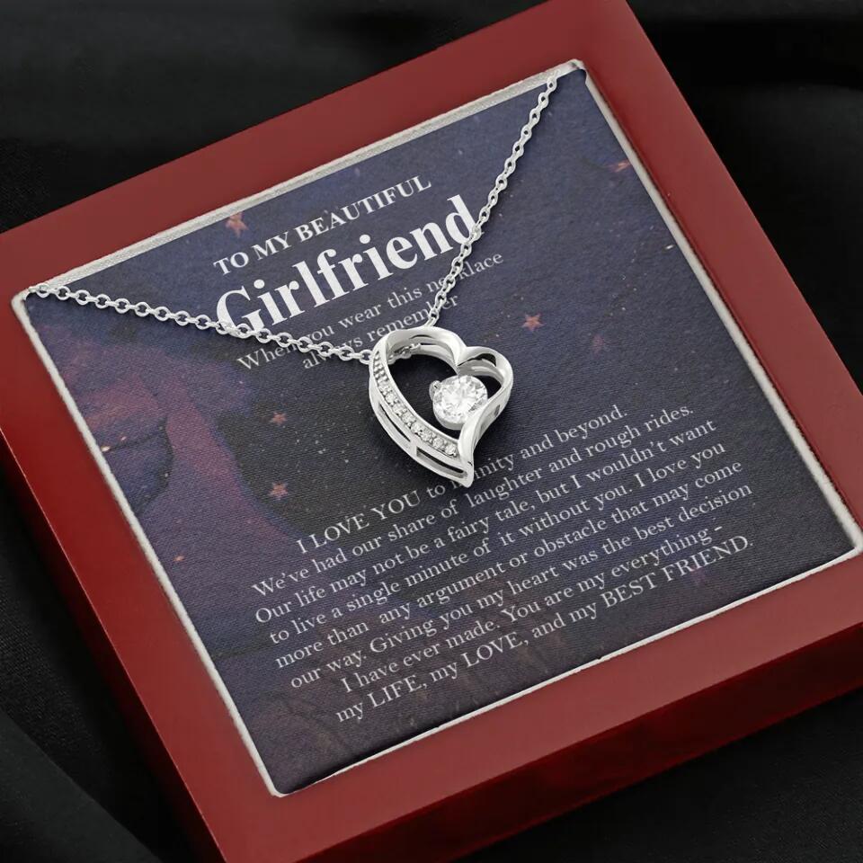 Personalized Valentine Gifts - To My Beautiful Girlfriend/Wife I Love You Personalized Necklace