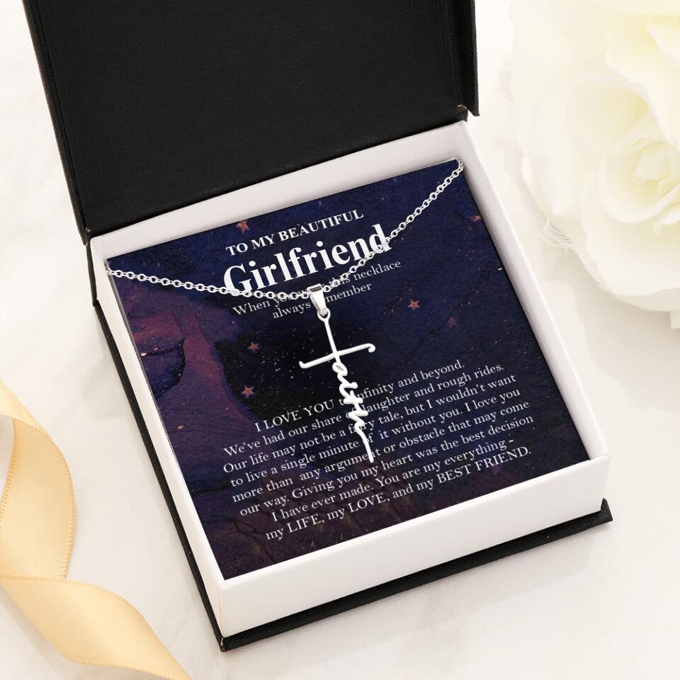 Personalized Valentine Gifts - To My Beautiful Girlfriend/Wife I Love You Personalized Necklace