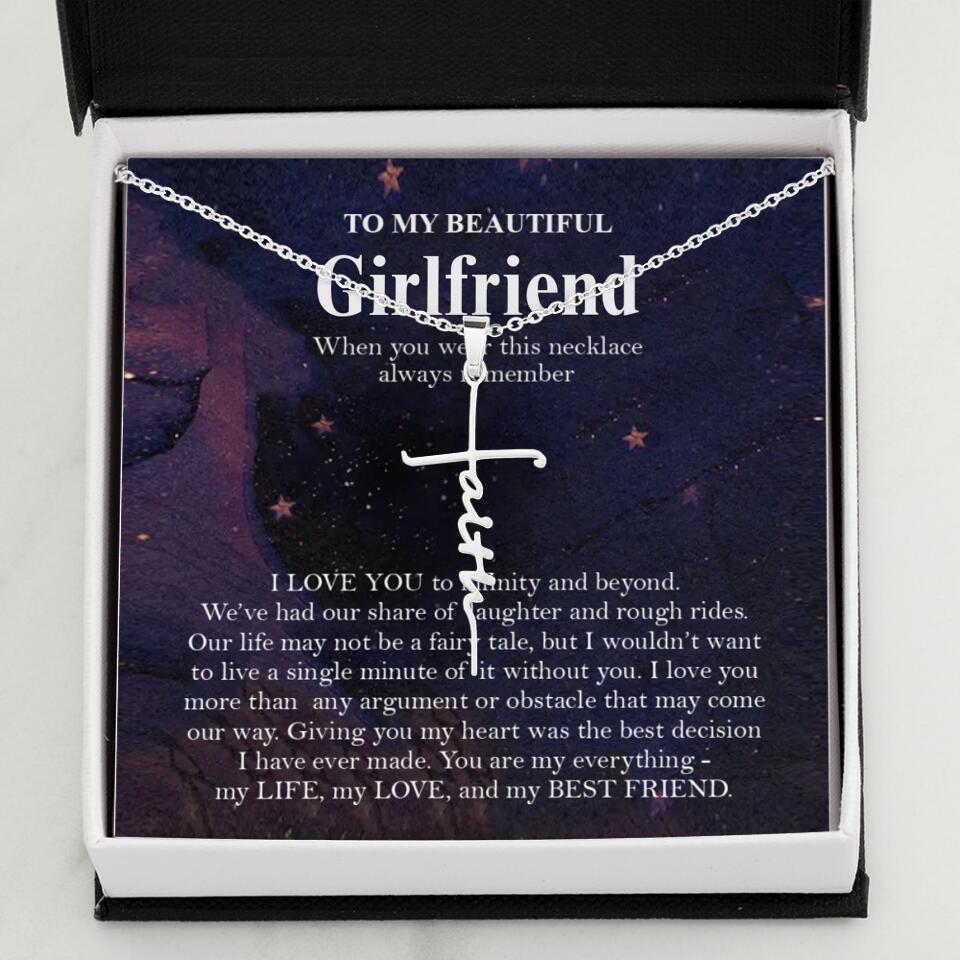 Personalized Valentine Gifts - To My Beautiful Girlfriend/Wife I Love You Personalized Necklace