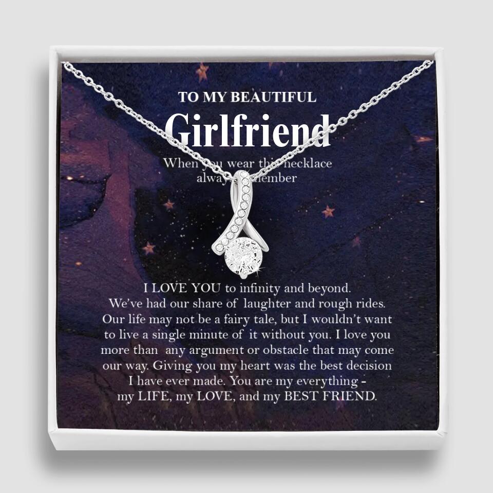 Personalized Valentine Gifts - To My Beautiful Girlfriend/Wife I Love You Personalized Necklace