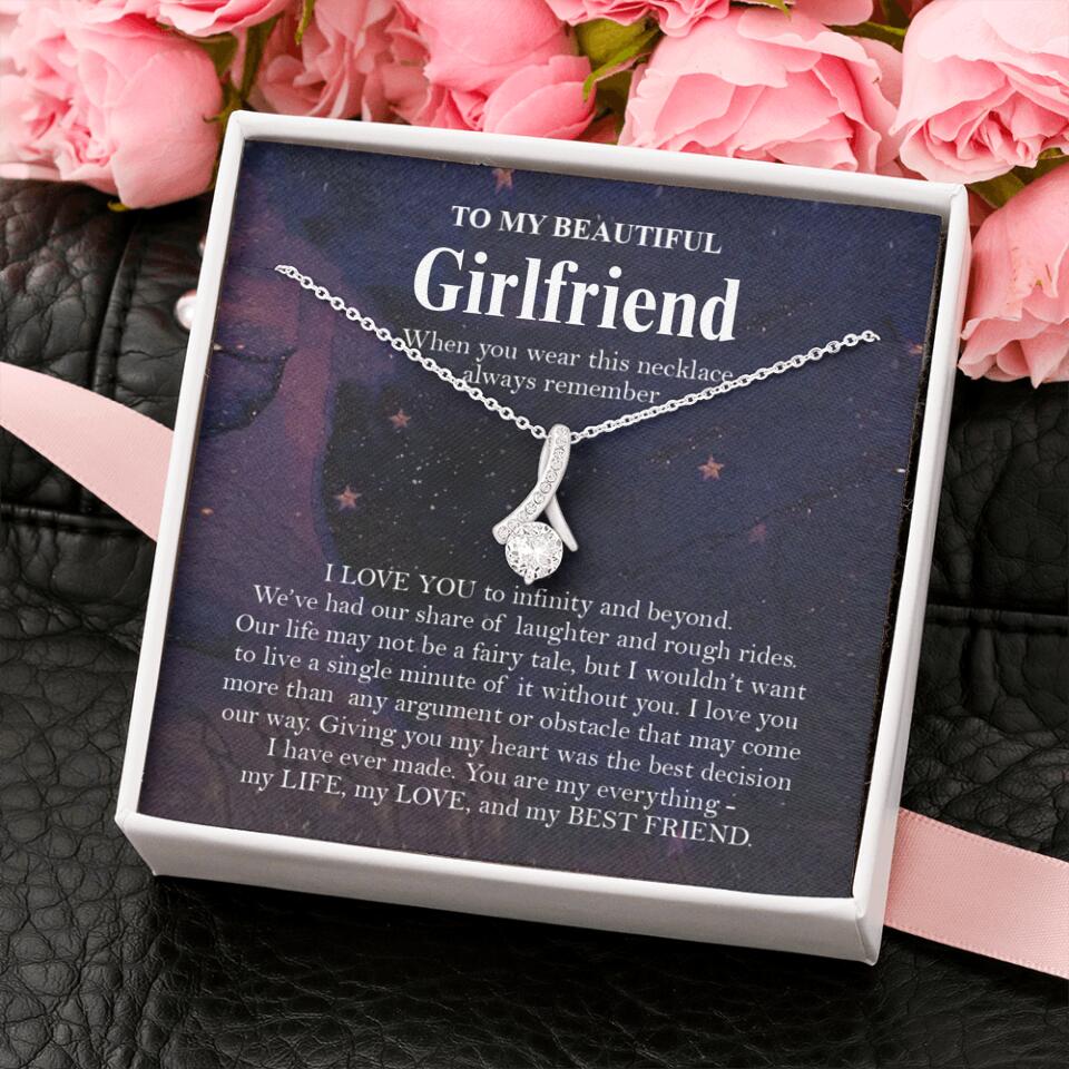 Personalized Valentine Gifts - To My Beautiful Girlfriend/Wife I Love You Personalized Necklace
