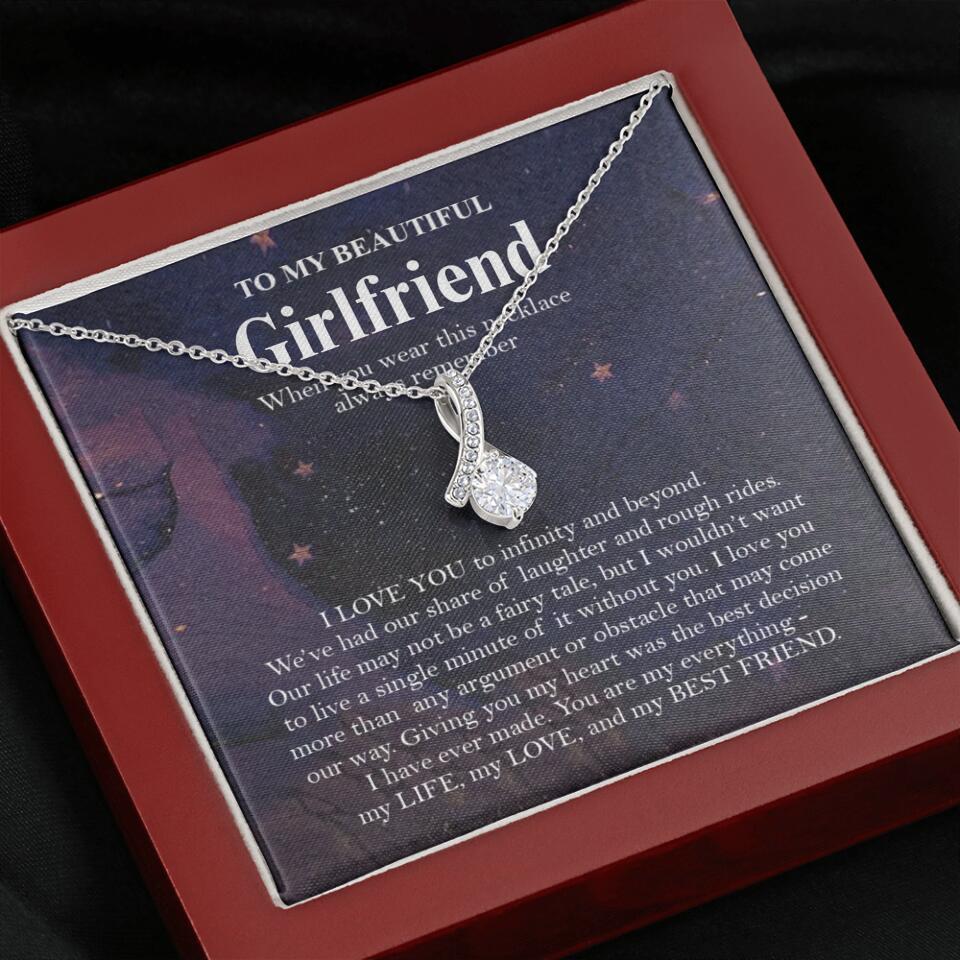 Personalized Valentine Gifts - To My Beautiful Girlfriend/Wife I Love You Personalized Necklace