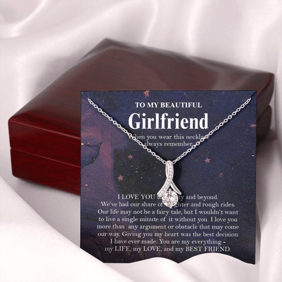 Personalized Valentine Gifts - To My Beautiful Girlfriend/Wife I Love You Personalized Necklace